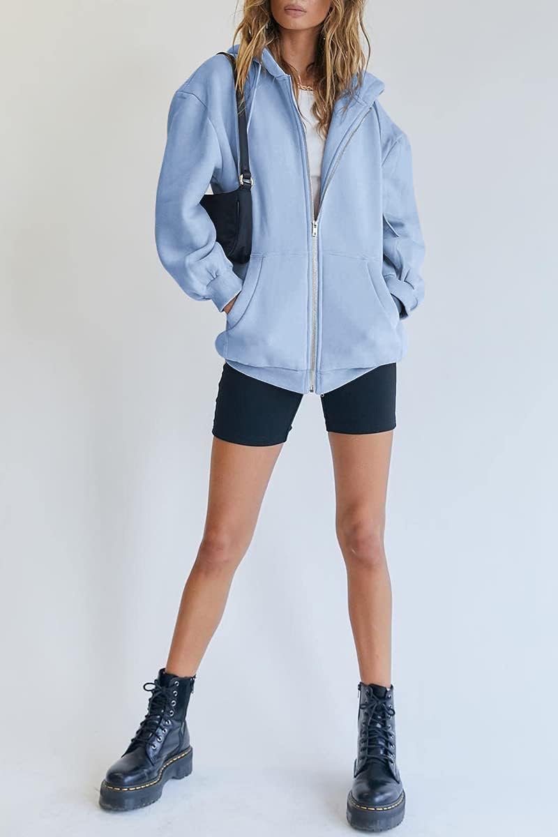 Womens Zip Up Hoodies Long Sleeve Fall Oversized Sweatshirts
