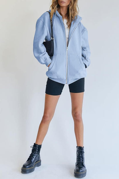 Womens Zip Up Hoodies Long Sleeve Fall Oversized Sweatshirts