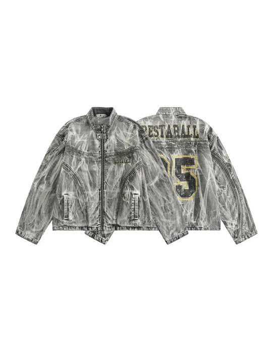 Vintage Wash Made Old Printed Jacket for Man