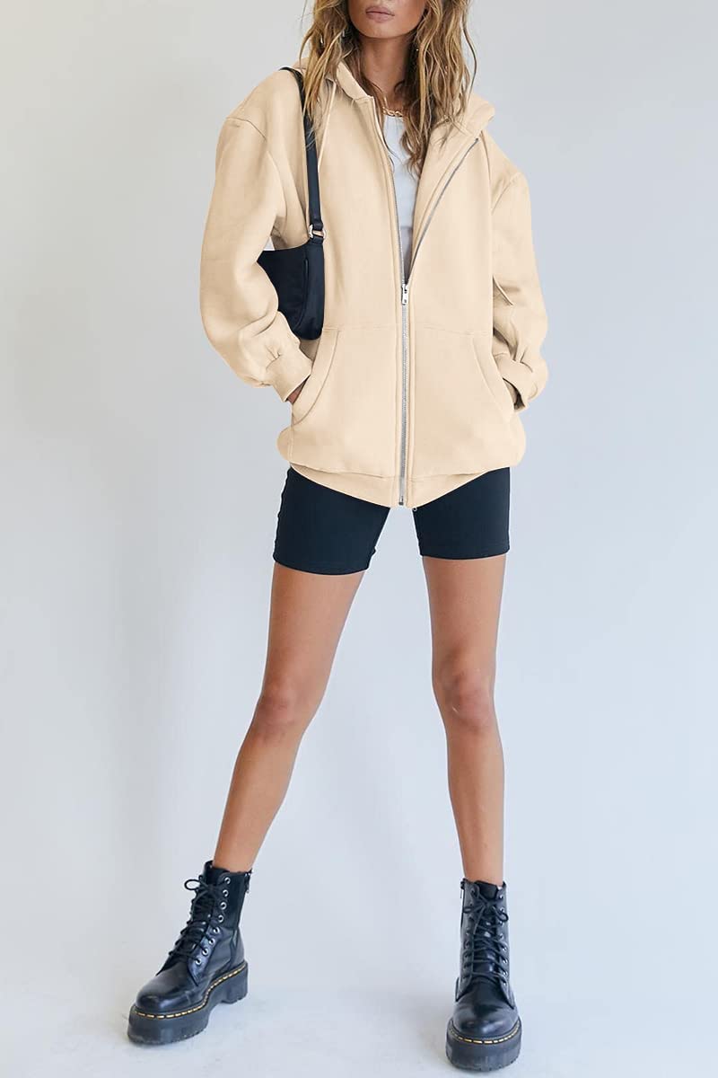 Womens Zip Up Hoodies Long Sleeve Fall Oversized Sweatshirts