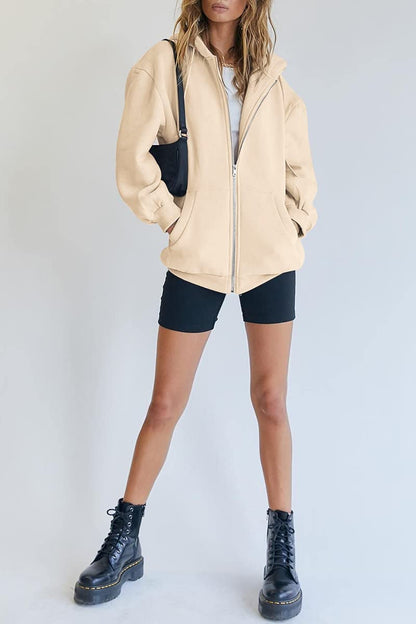 Womens Zip Up Hoodies Long Sleeve Fall Oversized Sweatshirts