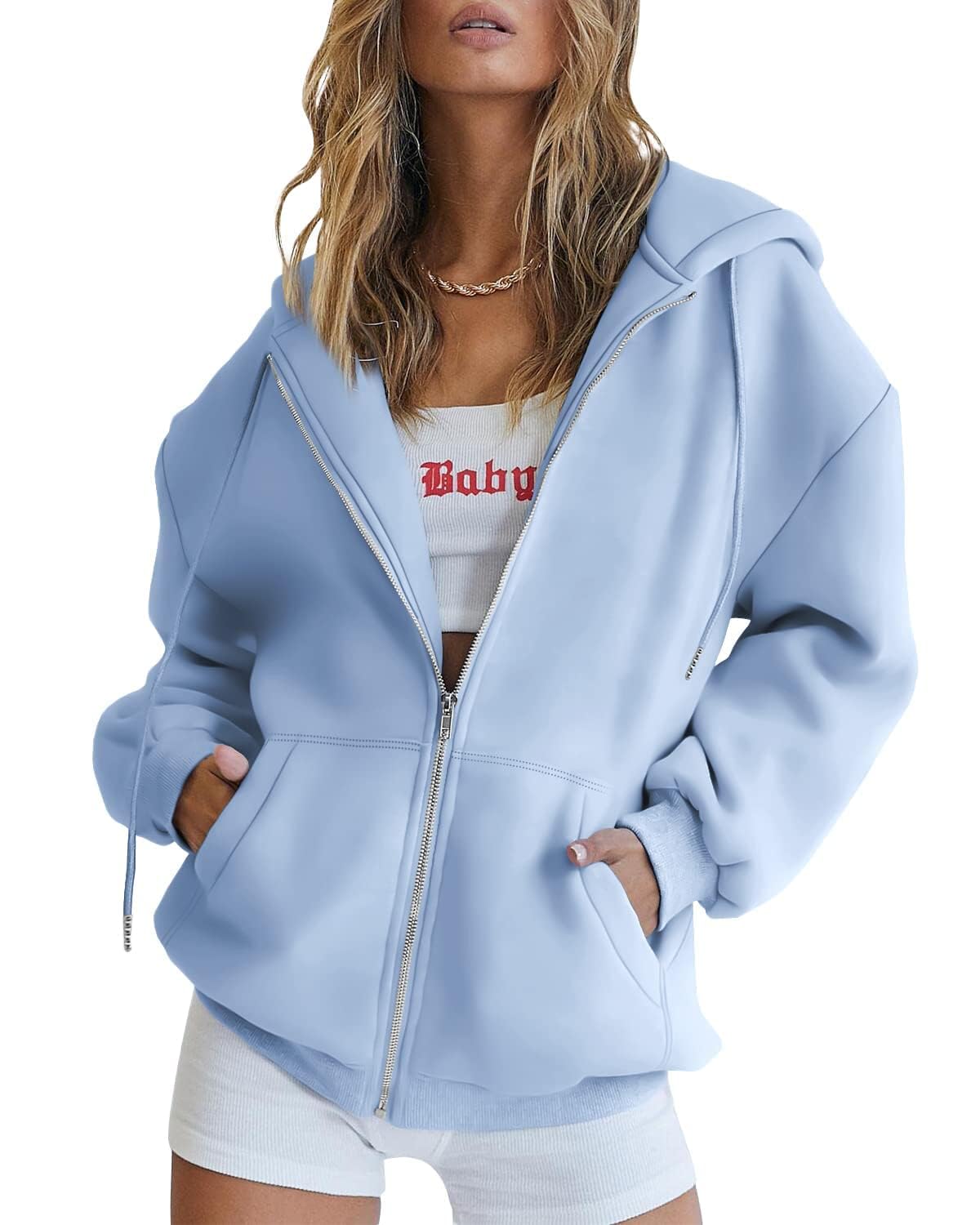 Womens Zip Up Hoodies Long Sleeve Fall Oversized Sweatshirts