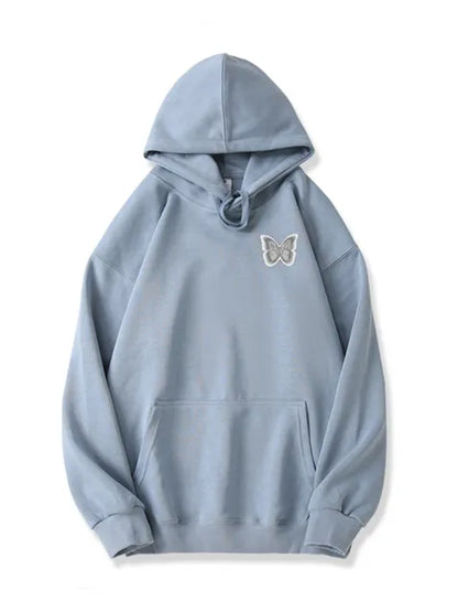 320g Silver Future Butterfly Printed Cotton Hoodie