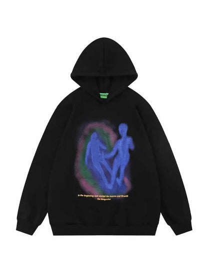 Girl Figure & Letter Graphic Hoodie