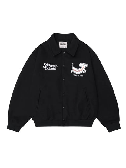 Puppy Embroidery Stick Polo Jacket For Man
