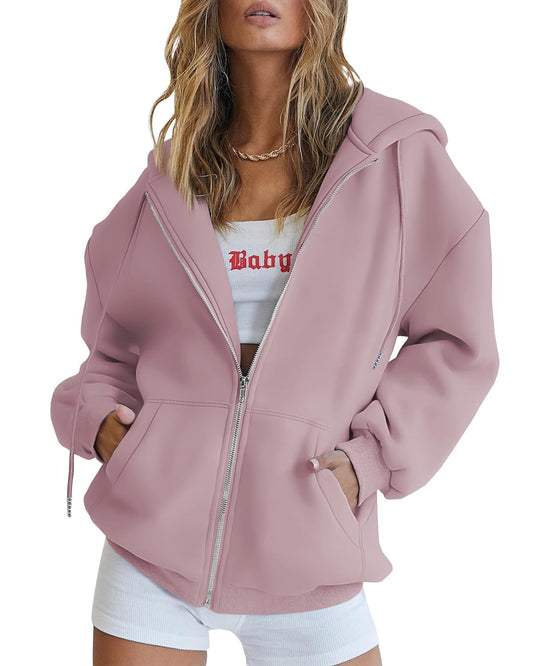 Womens Zip Up Hoodies Long Sleeve Fall Oversized Sweatshirts
