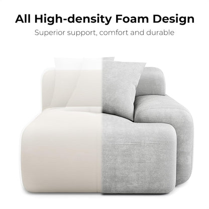 118 Inch L Shaped Modular Sofa with Ottoman Corduroy Beige