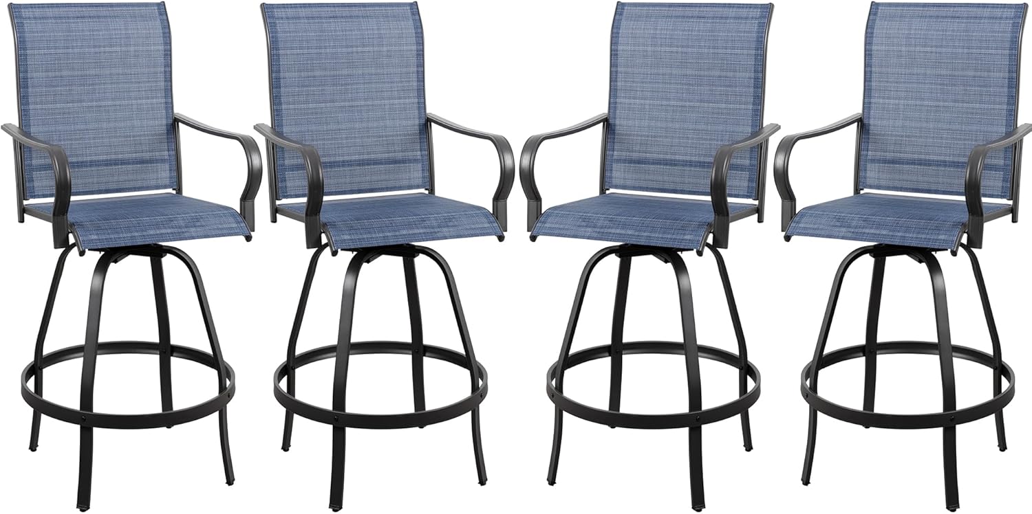2 Piece Outdoor Patio Swivel Bar Chairs