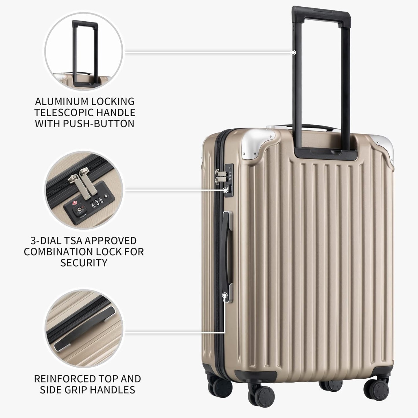 Luggage Airline Approved 20 Inch Expandable Hard Sided Luggages