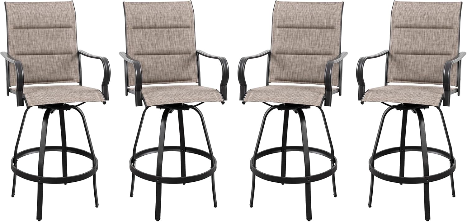 2 Piece Outdoor Patio Swivel Bar Chairs