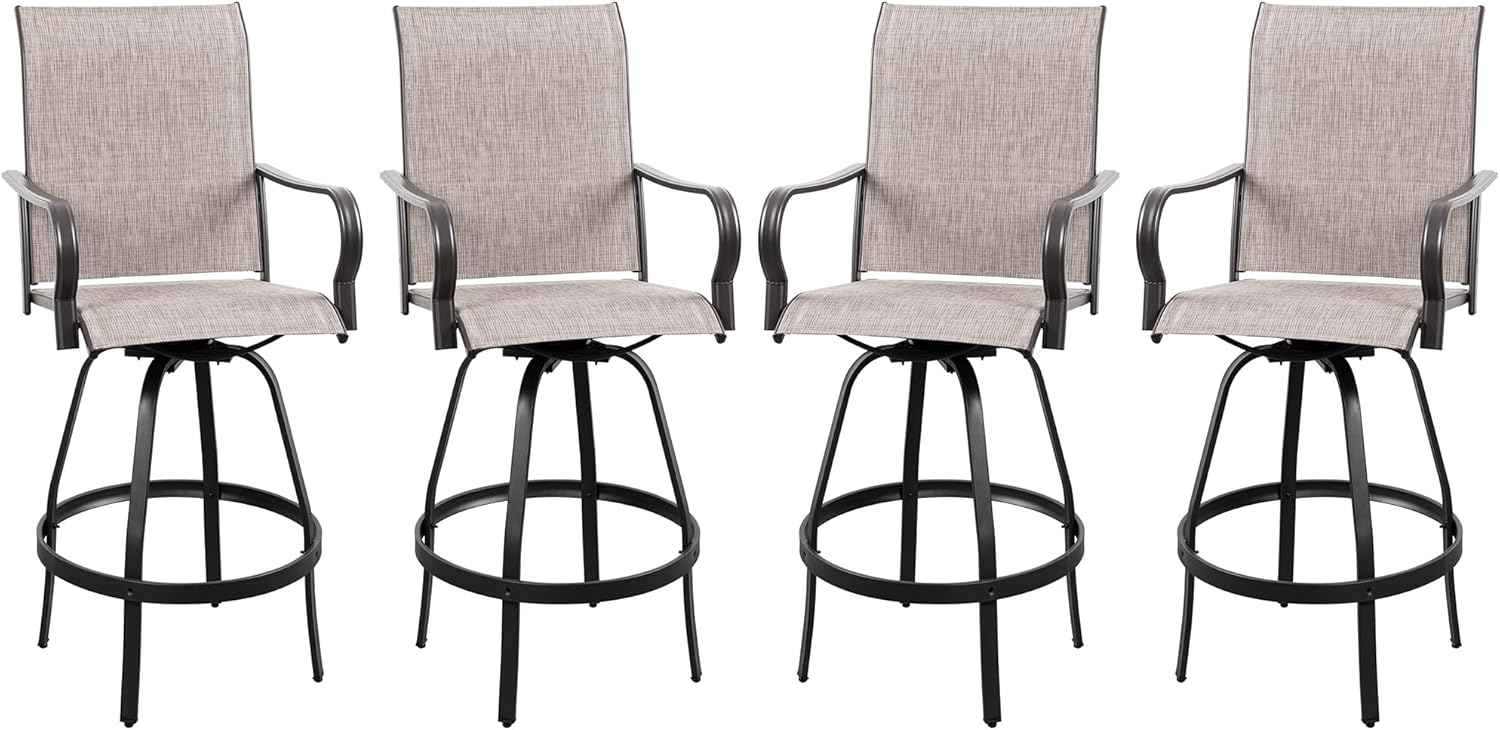 2 Piece Outdoor Patio Swivel Bar Chairs