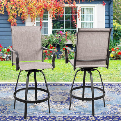 2 Piece Outdoor Patio Swivel Bar Chairs