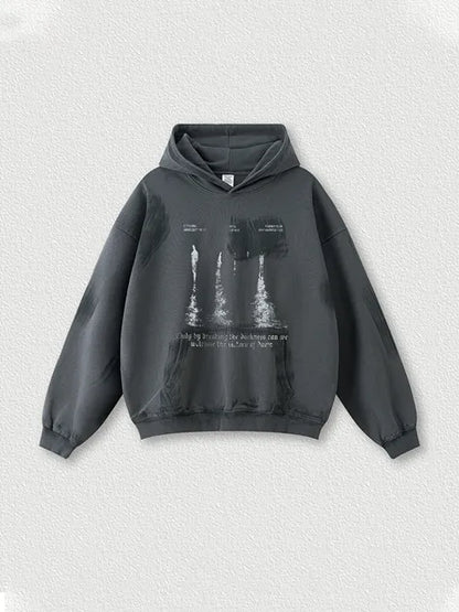 370g Cotton Vintage Wash Old Printed Hoodie