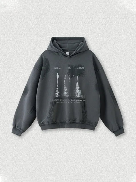 370g Cotton Vintage Wash Old Printed Hoodie