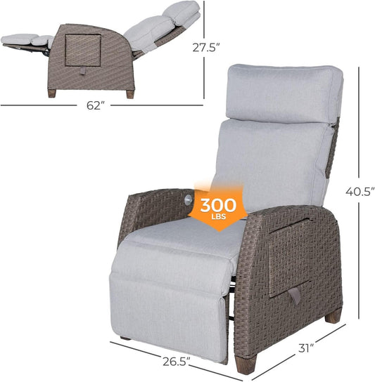 Outdoor Recliner Chair Patio 150° Lay Flat Recliner