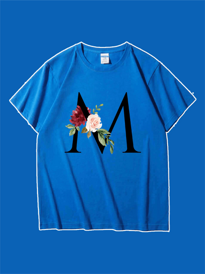 Letter and Floral Graphic Tee For Mom