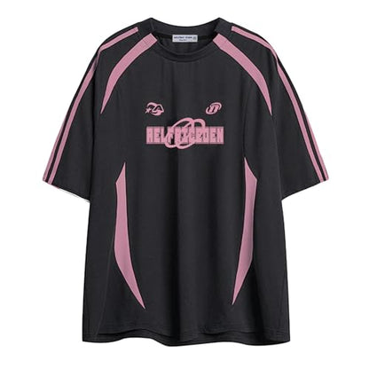 Oversized T Shirt Men 90s Shirt Unisex Streetwear Contrast Color Graphic Tees