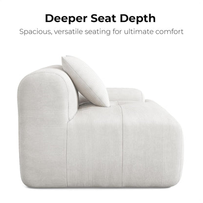118 Inch L Shaped Modular Sofa with Ottoman Corduroy Beige