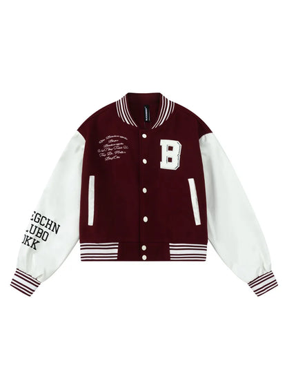 Women's Letter Patchwork Baseball Jacket with Stylish Details