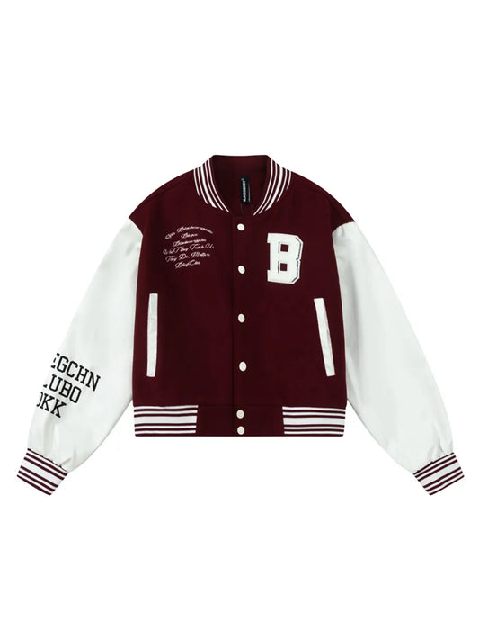 Women's Letter Patchwork Baseball Jacket with Stylish Details