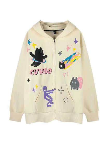 Women's Cartoon Graphic Zip-up Hoodie