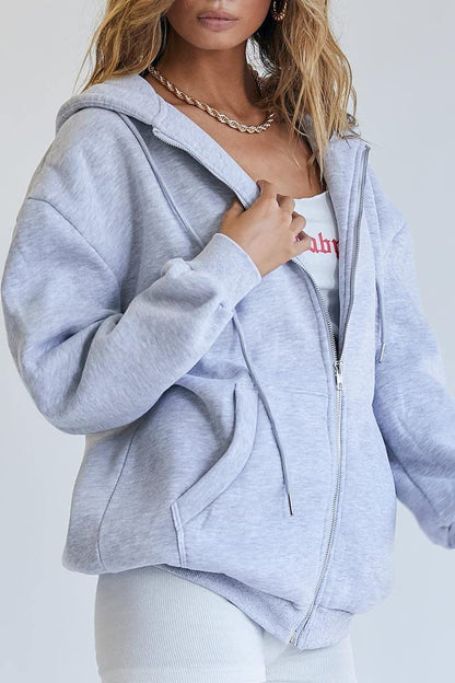 Womens Zip Up Hoodies Long Sleeve Fall Oversized Sweatshirts