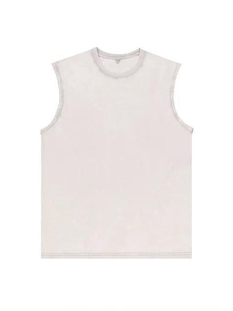 230g Cotton Back Pink Animation Girl Printed Wash Old Sleeveless T-shirt