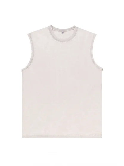 230g Vintage Skull Printed Wash Old Sleeveless T-shirt